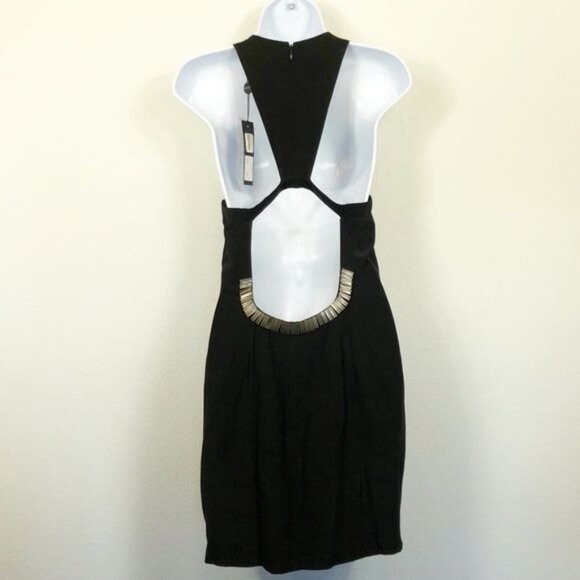 Seduce Black Shift Dress Backless Metallic Keyhole Sexy Designer NWT Size 6 - Picture 5 of 12